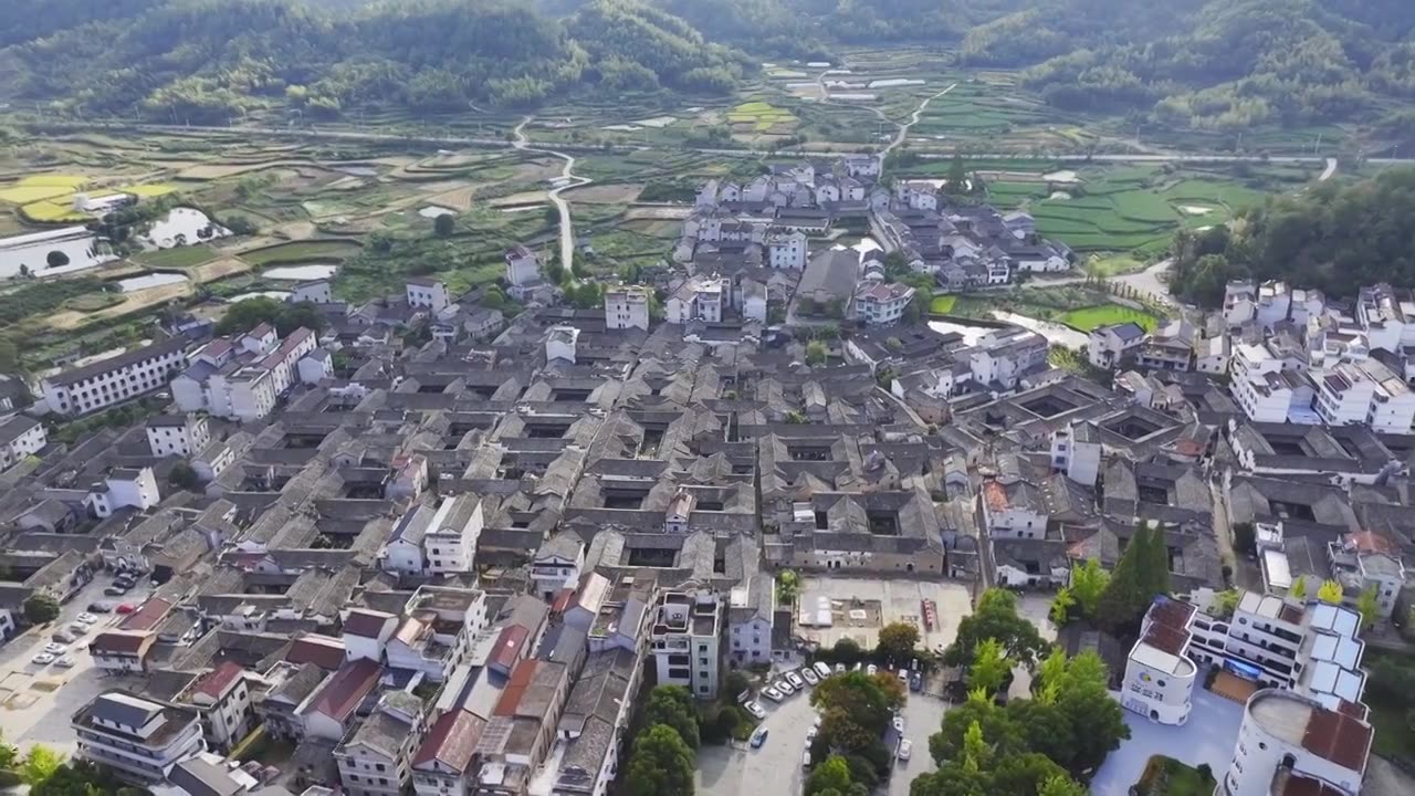 浙江丽水缙云河阳古民居航拍视频下载