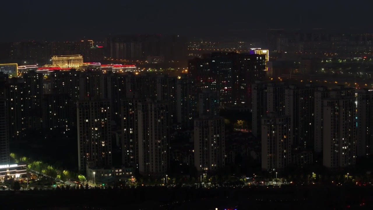 周口沙颍河城市天际线日落夜景视频素材