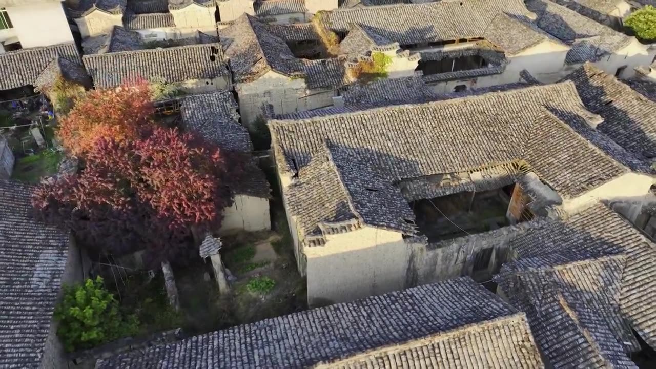 浙江丽水松阳山下阳村航拍视频素材