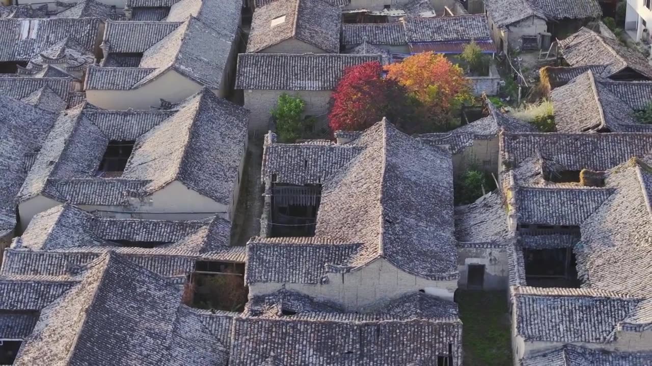 浙江丽水松阳山下阳村航拍视频素材