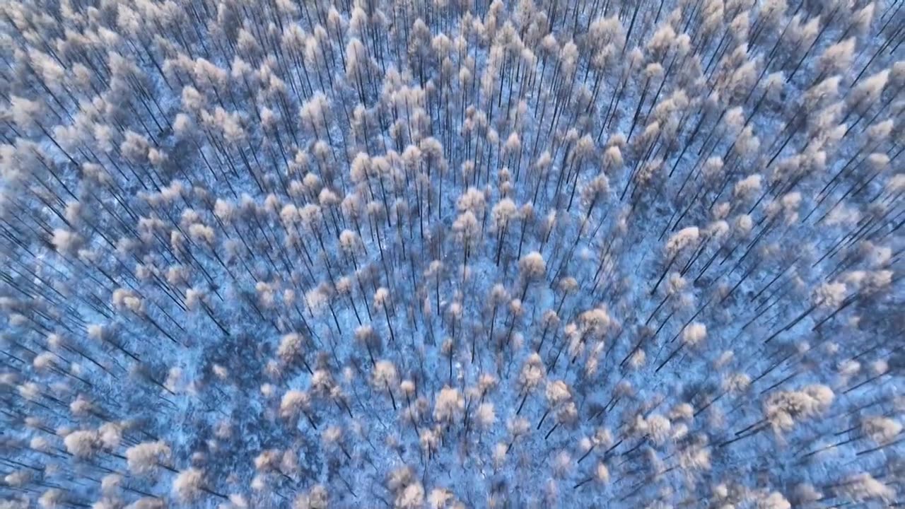 航拍大兴安岭严冬阳光雪林视频素材