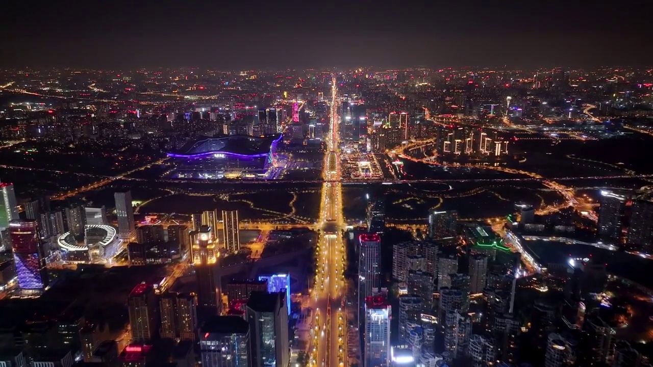 成都高新区夜景航拍视频素材