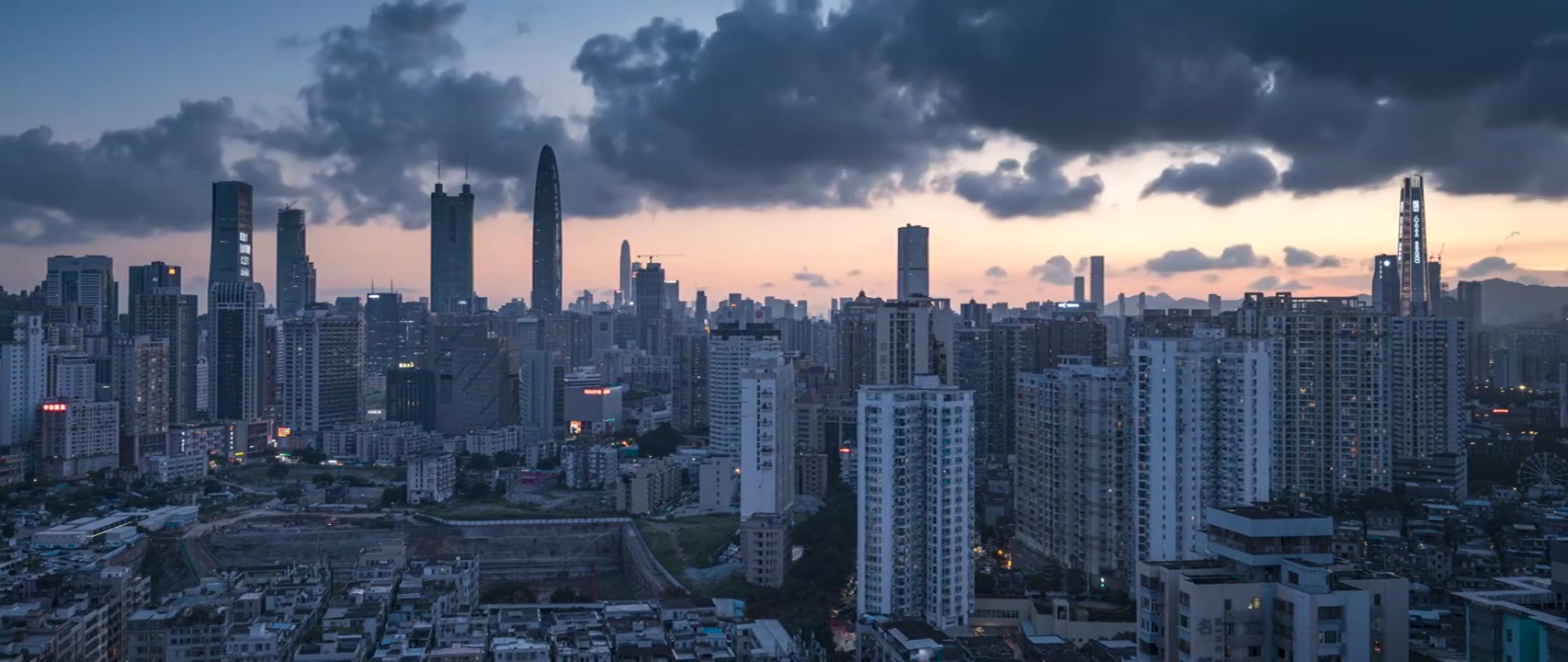 深圳地标建筑晚霞延时视频视频素材