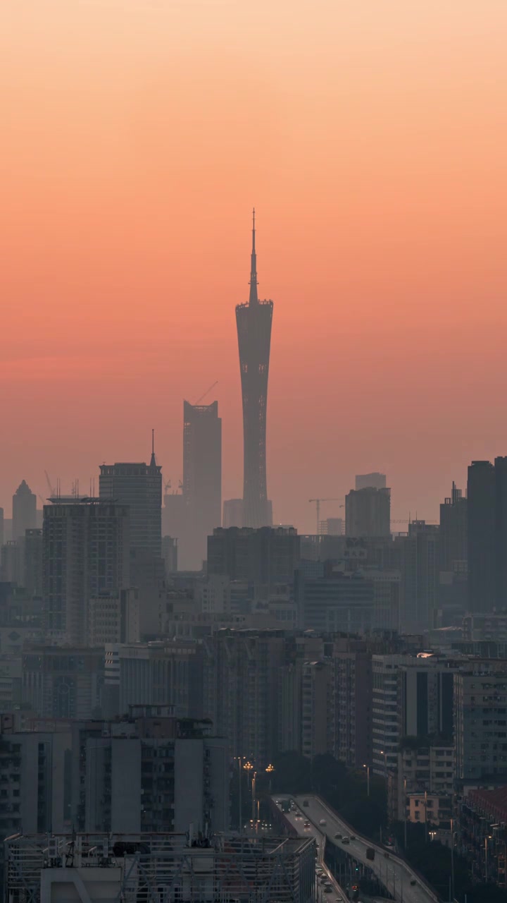 广州城市天际线日出视频素材