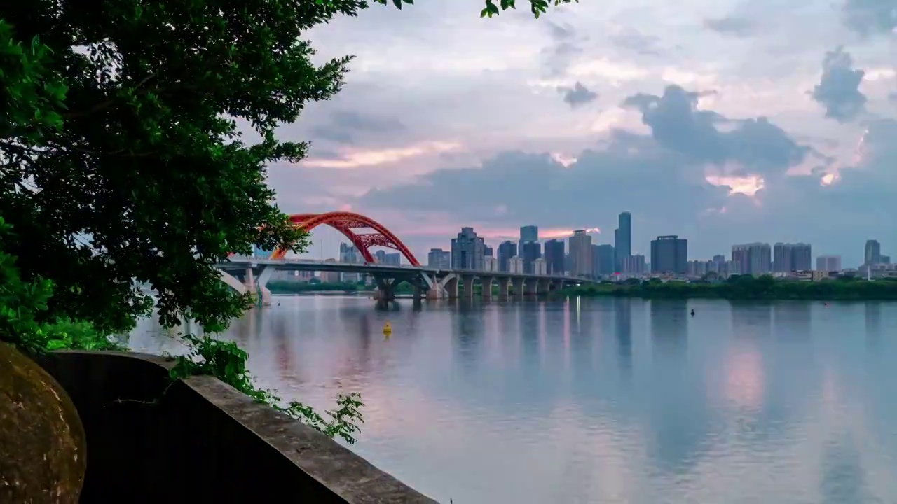 惠州隆生大桥日转夜景延时视频素材