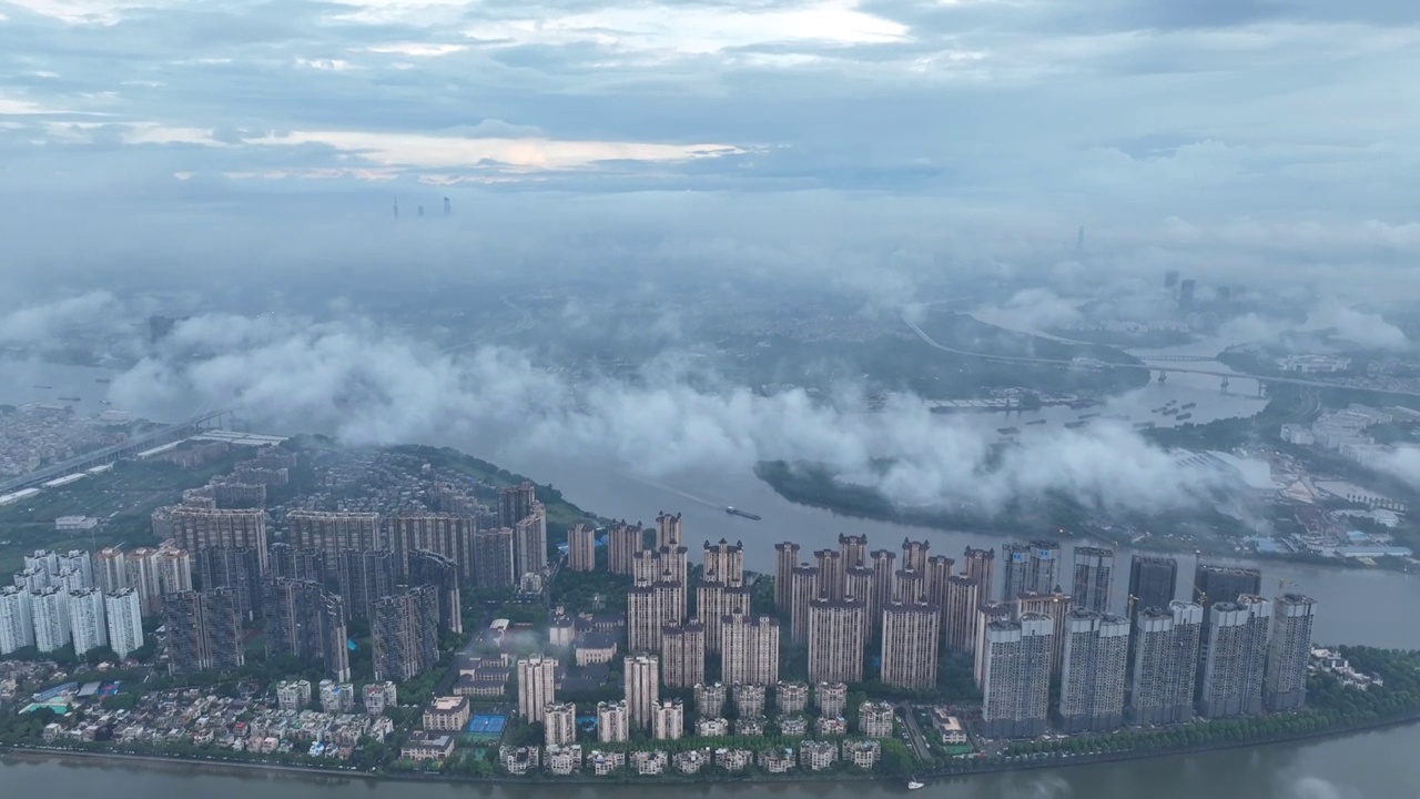 广州大学城上空的云海视频素材