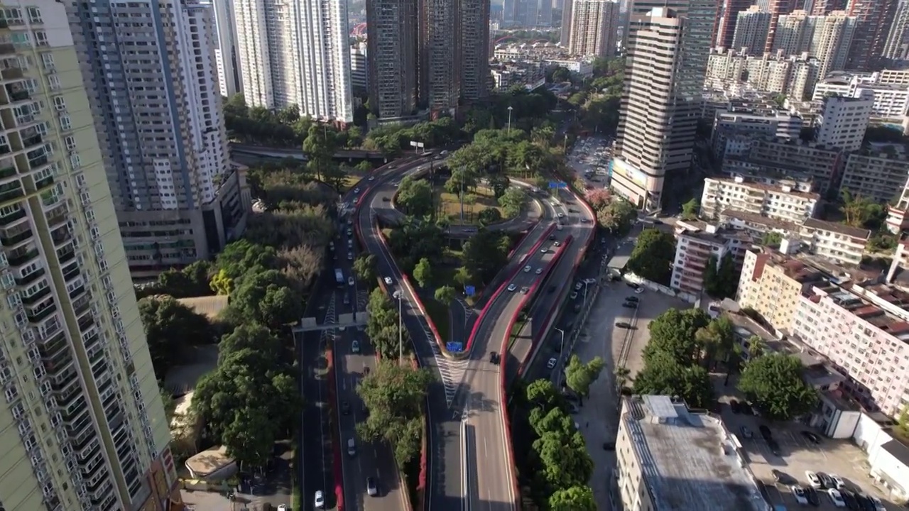 广东省深圳市罗湖区雅园立交道路车流主干道立交桥航拍视频素材