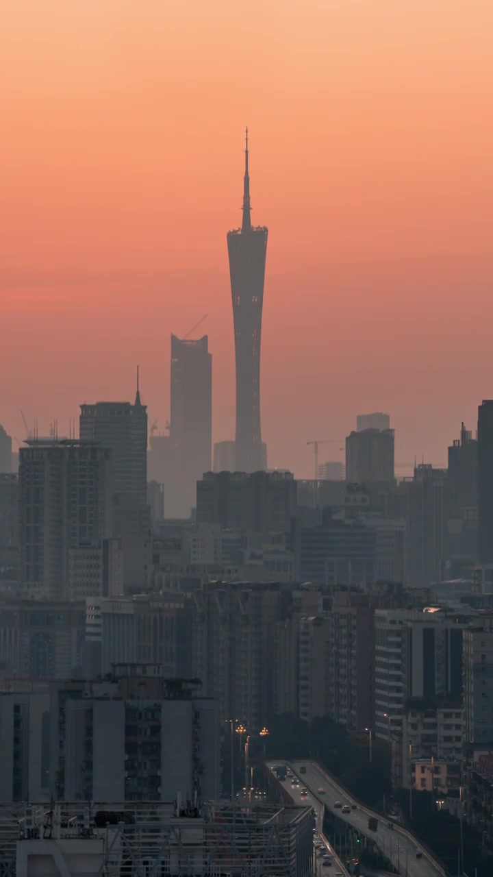 广州城市天际线日出视频素材