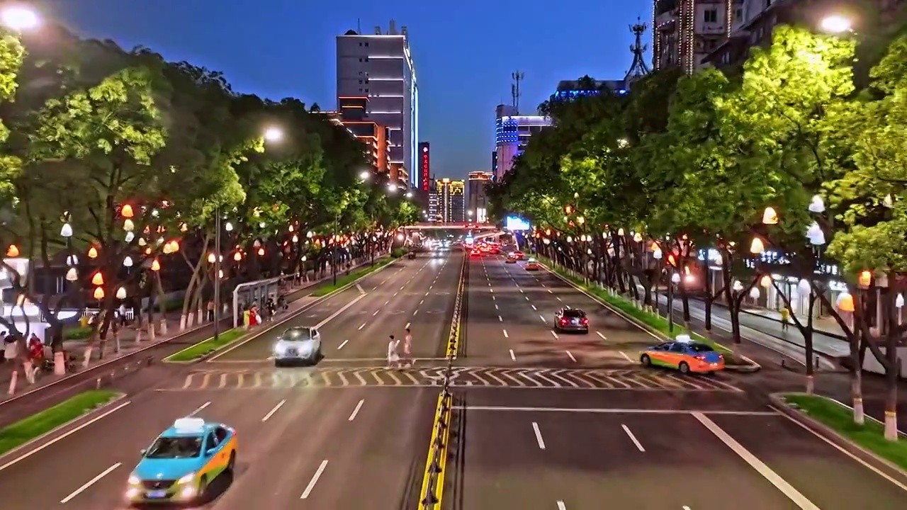 宜昌市云集路夜景航拍视频素材