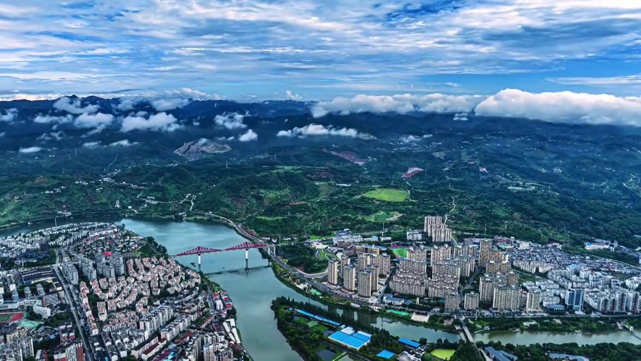 宜昌市小溪塔雨后清晨航拍延时摄影视频素材