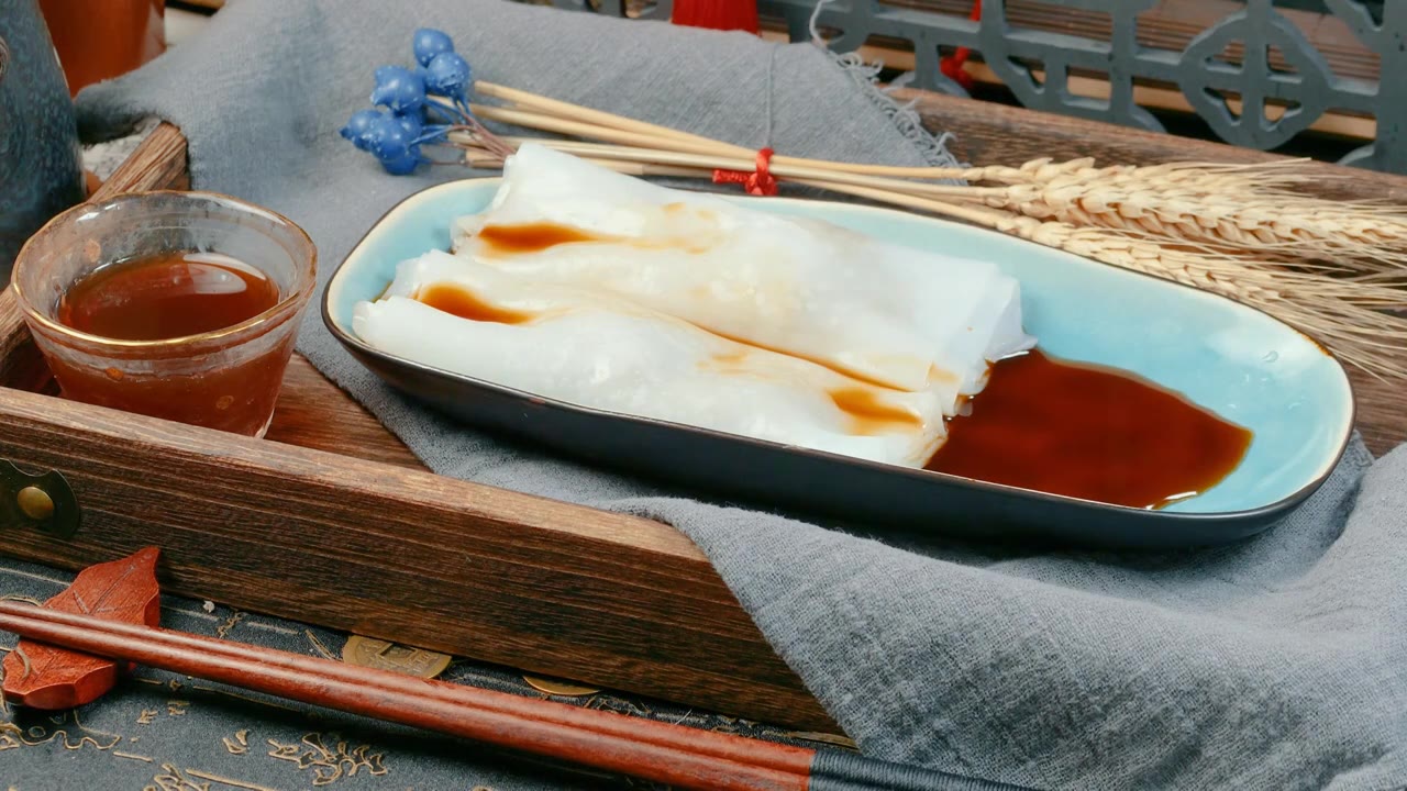 广州传统食品粤式水晶牛肉肠荔湾西关地道美食布粘米粉石磨肠粉广府茶楼酒家早茶必吃驰名省港澳美食推荐菜谱视频下载