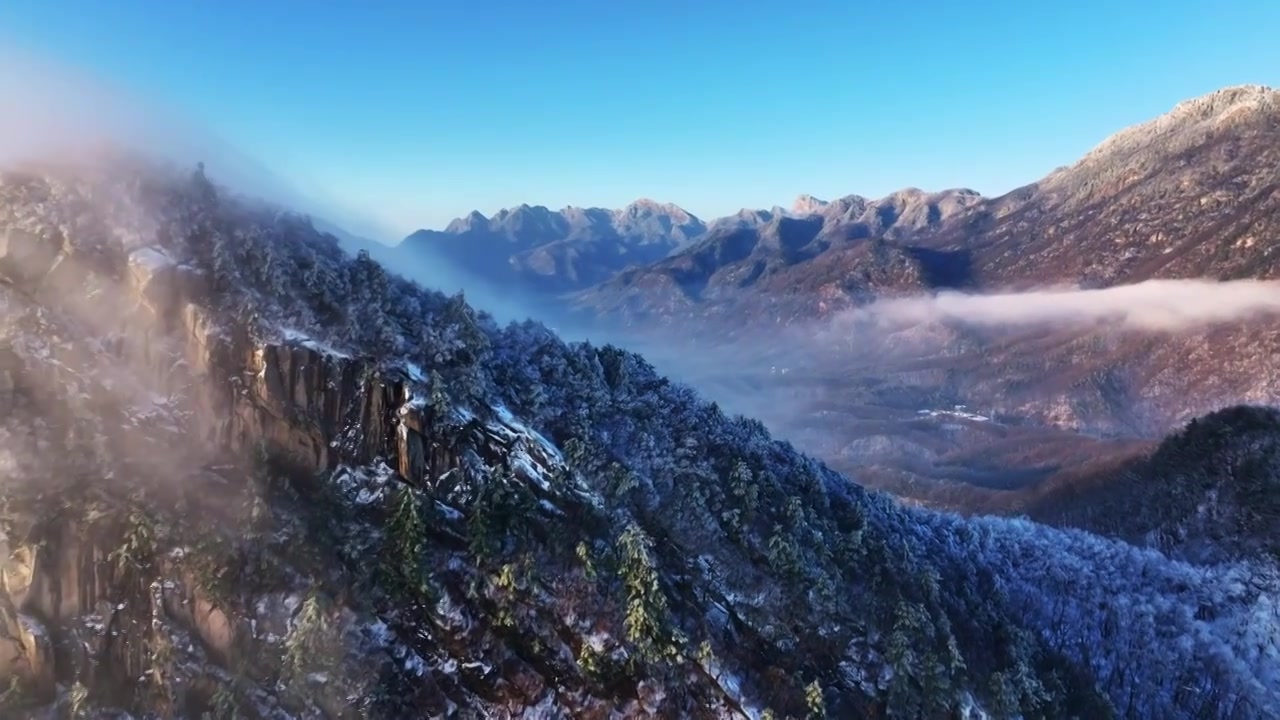 雪景雾凇云海自然航拍视频下载