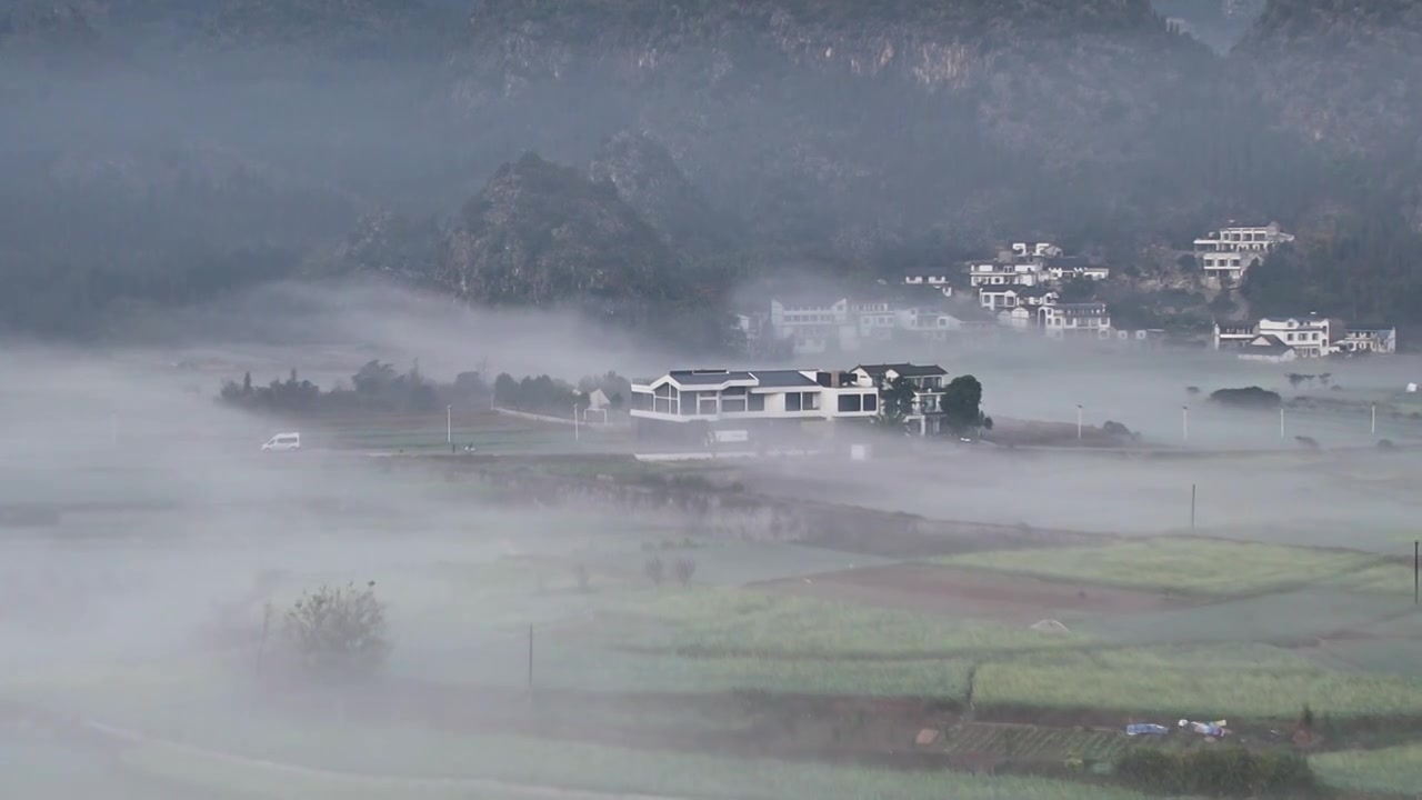 万峰林景区平流雾视频素材