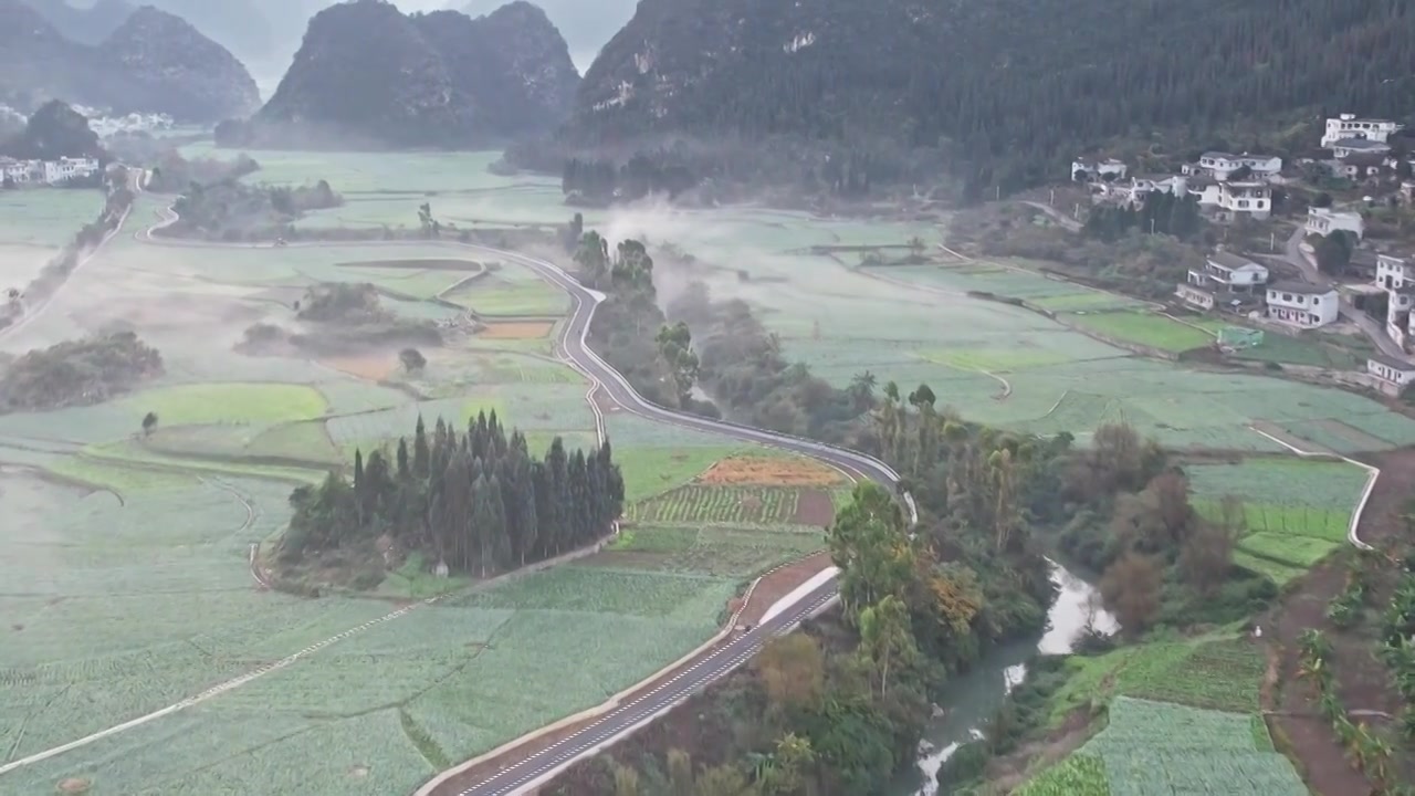 万峰林景区平流雾视频素材