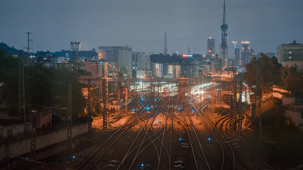 广州火车站夜景视频素材