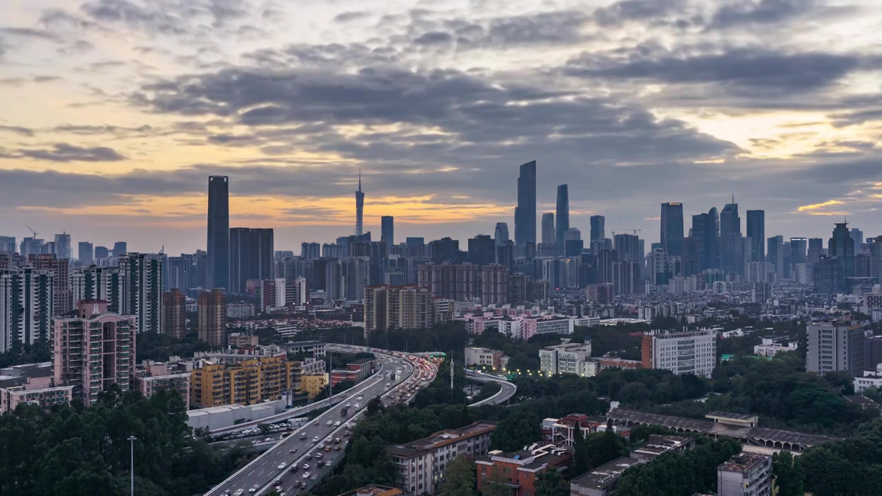 广州城市风光日落延时视频素材