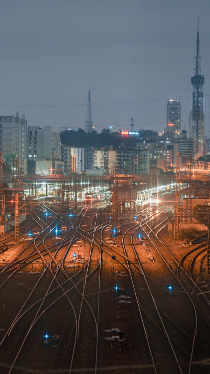 广州火车站夜景视频素材