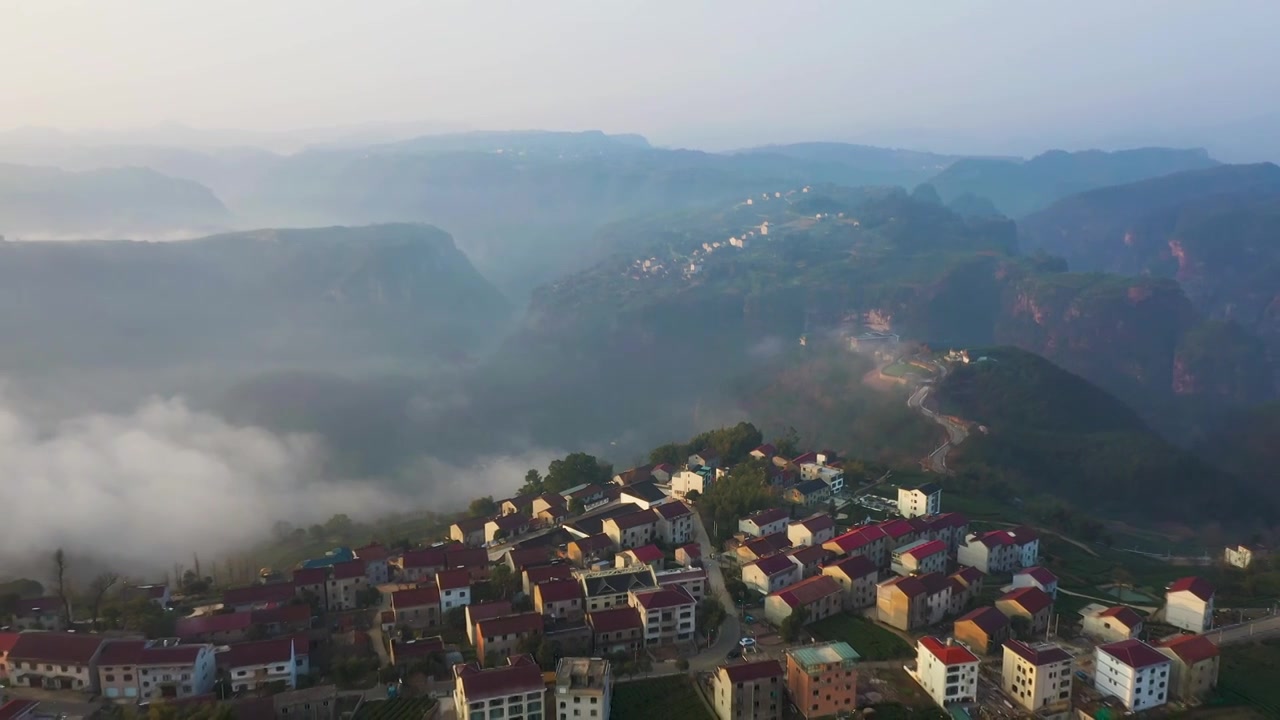 浙江绍兴新昌十九峰下岩贝航拍风光视频素材