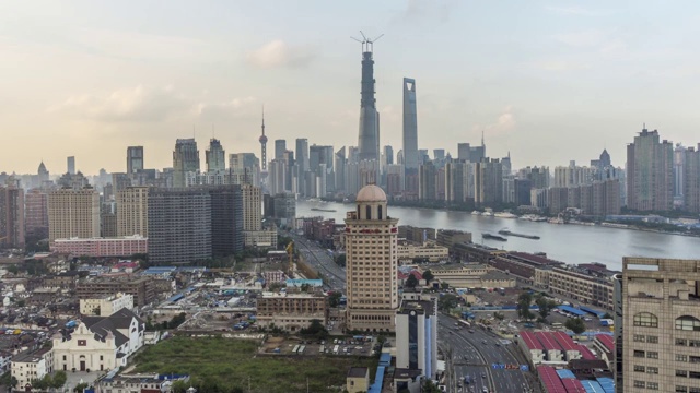 上海浦东新区从白天到夜晚的时间变化，中国视频素材