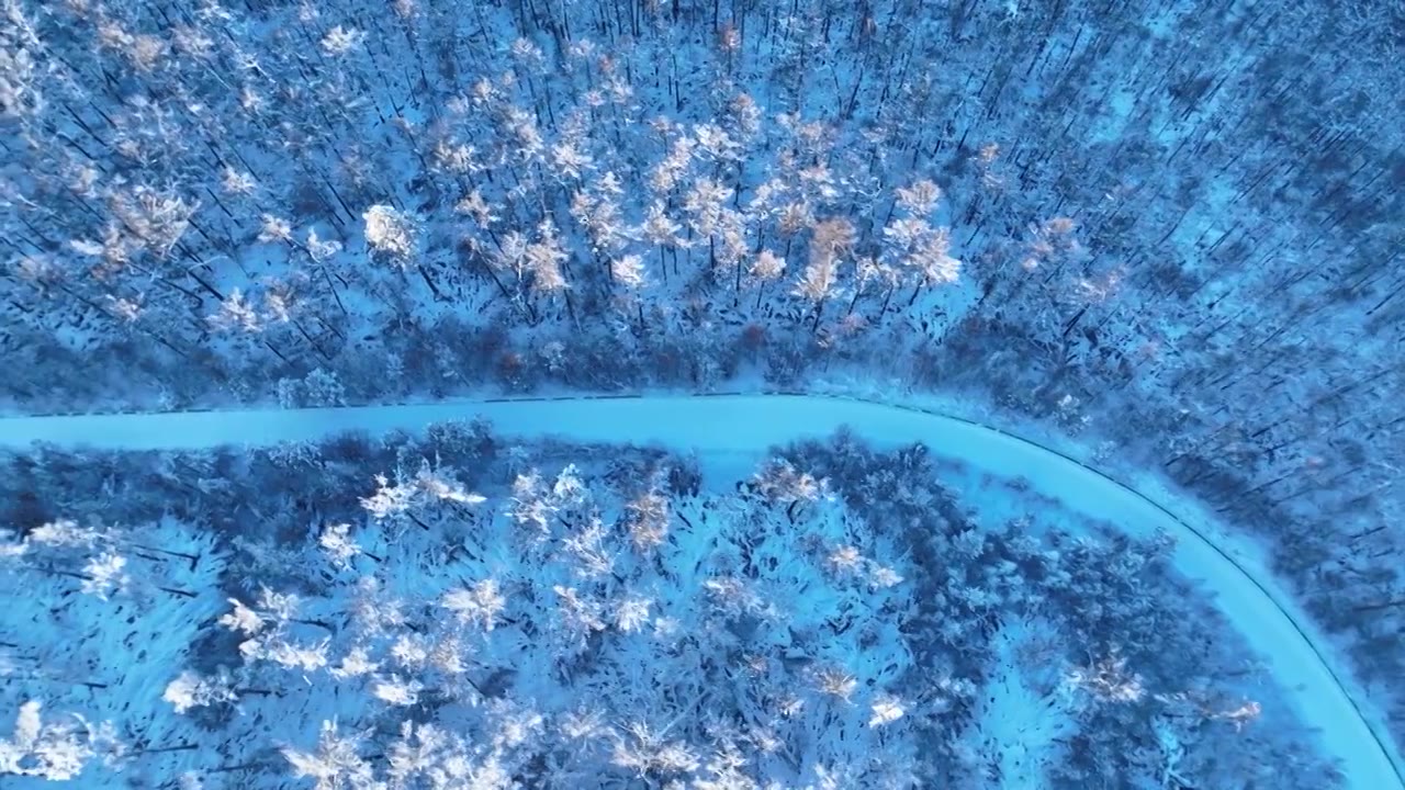 大兴安岭林海雪原和雪路视频素材