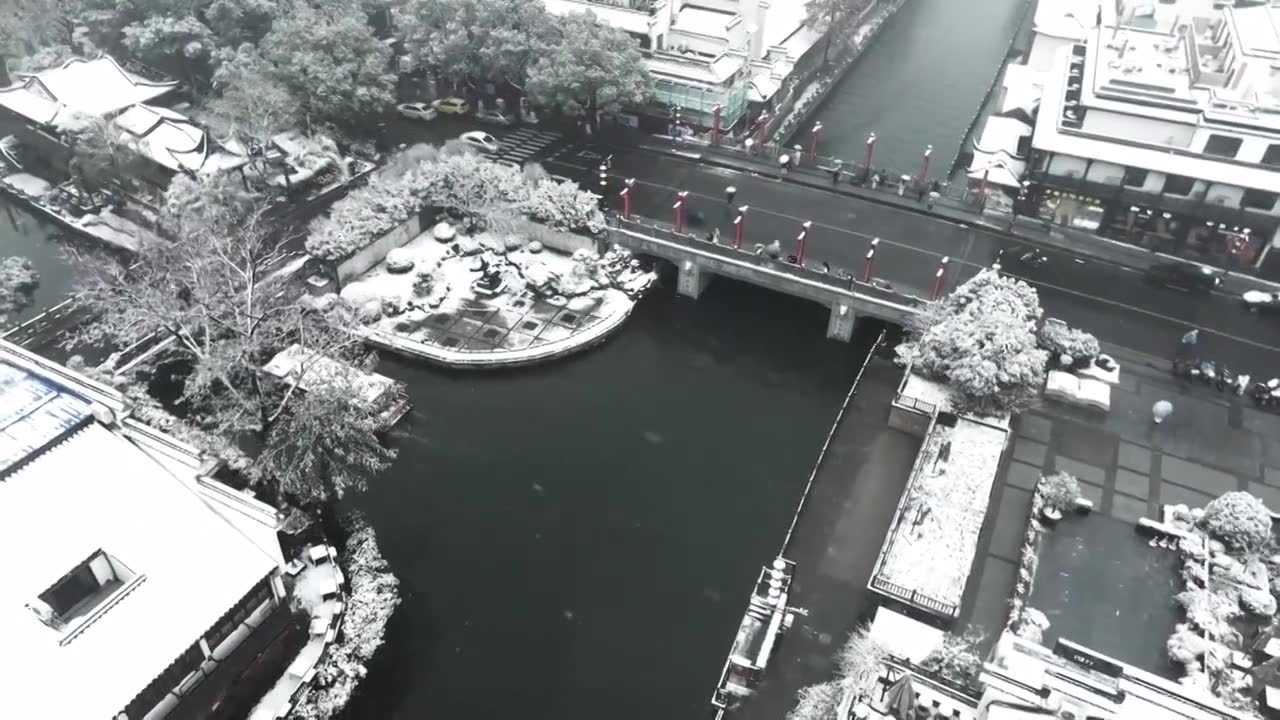 南京夫子庙雪景视频素材