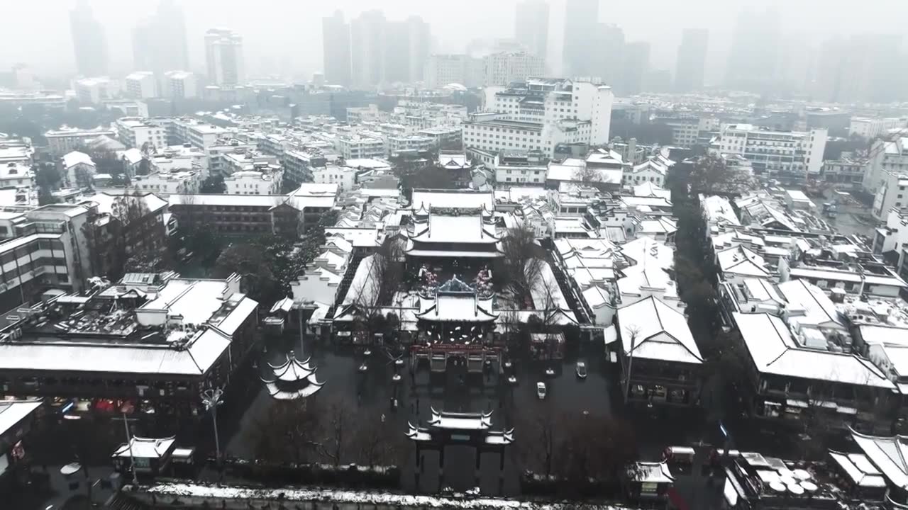 南京夫子庙雪景视频素材