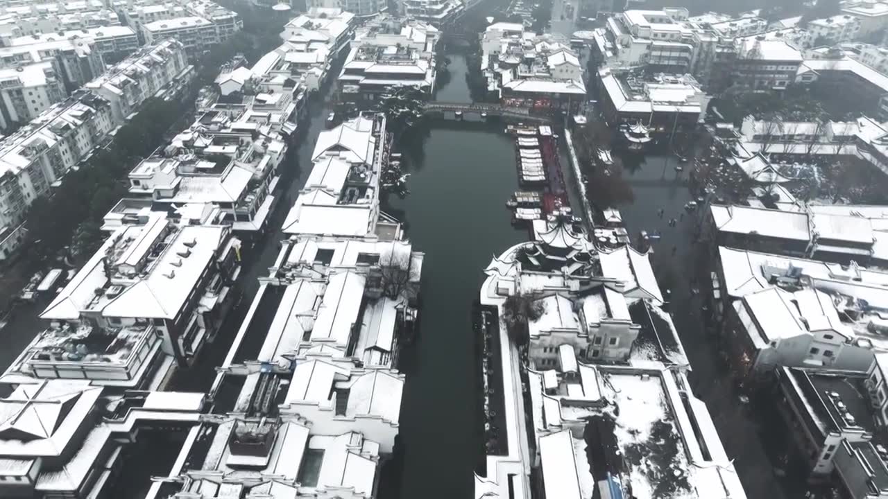 南京夫子庙雪景视频素材