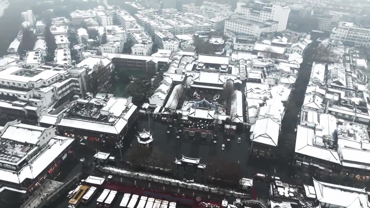 南京夫子庙雪景视频素材