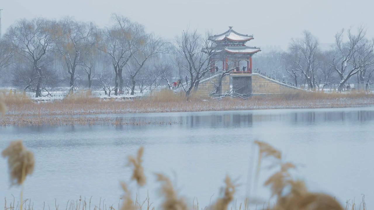 升格拍摄北京颐和园冬季雪景视频素材