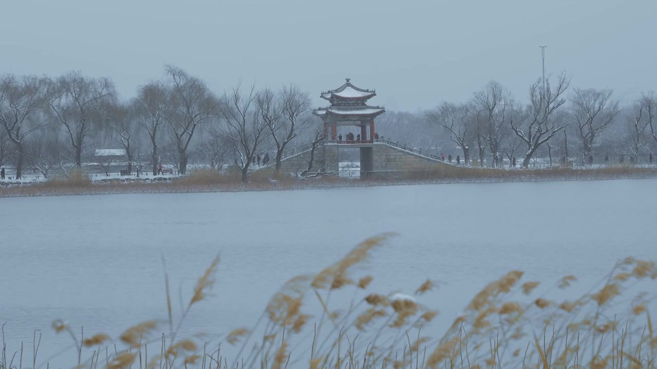 升格拍摄北京颐和园冬季雪景视频素材