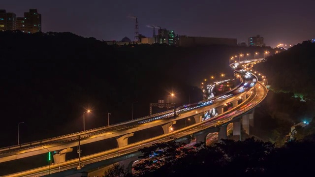 台北高速公路晚上，中国台湾，时光飞逝视频素材