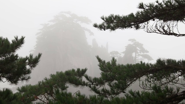 大雾中的黄山美景视频素材