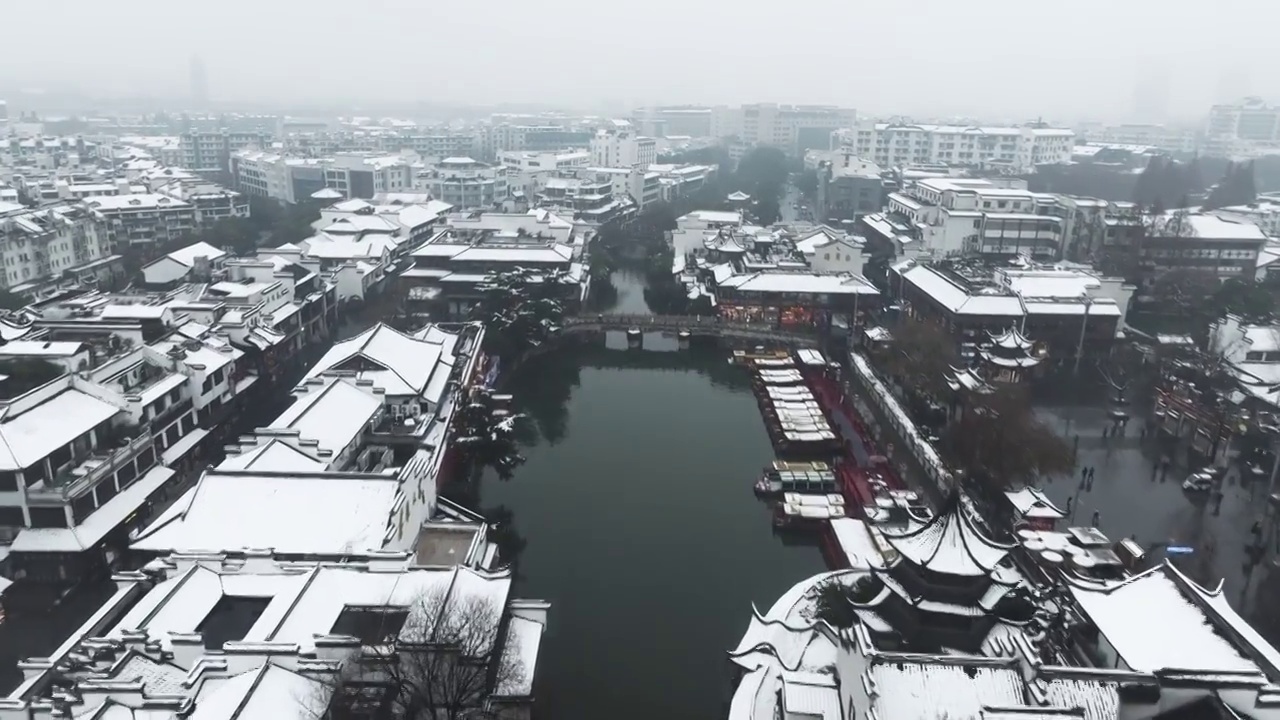 南京夫子庙雪景视频素材