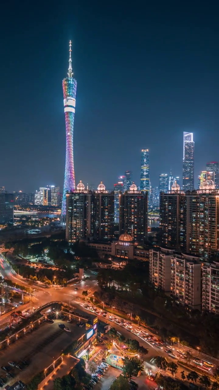 广州珠江新城地标建筑的夜景视频素材