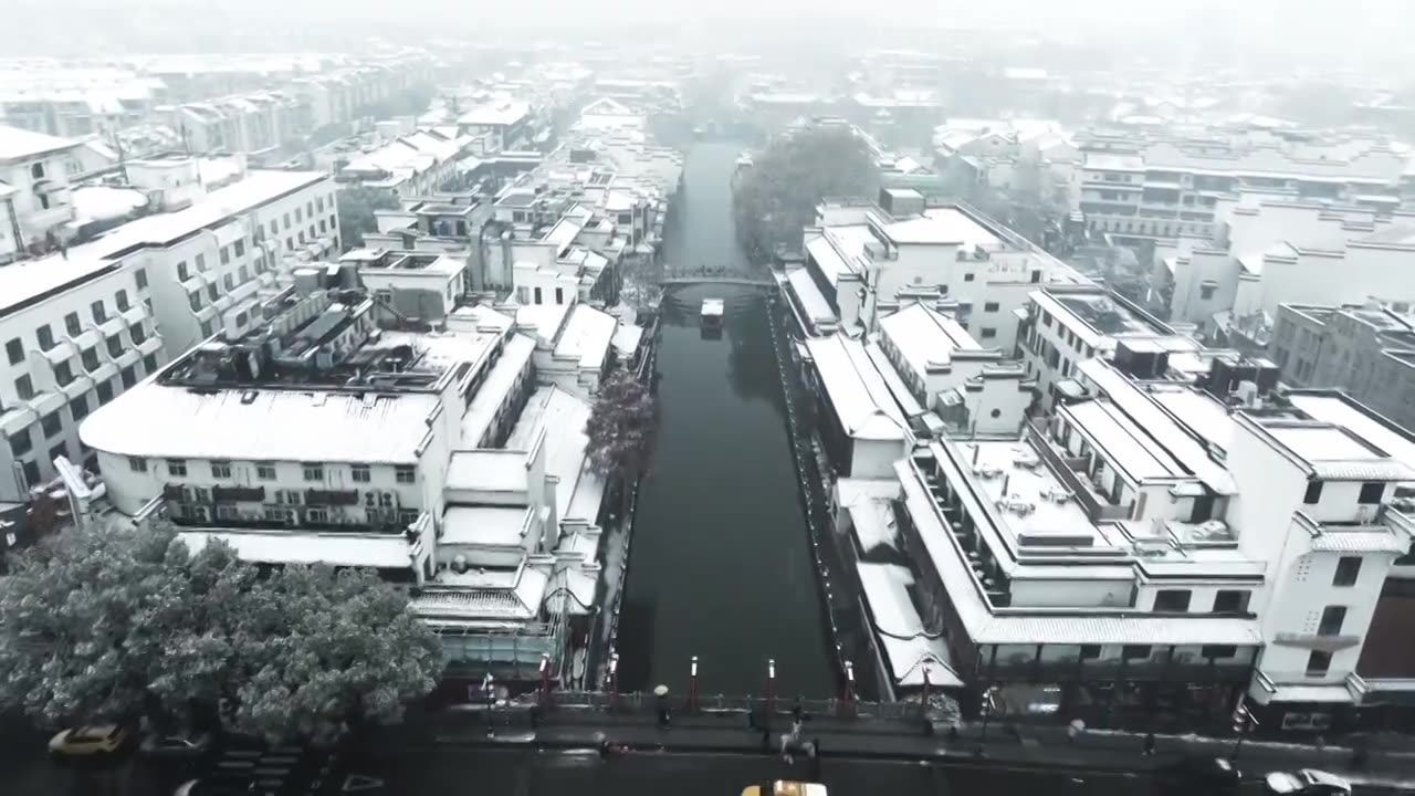 南京夫子庙雪景视频素材