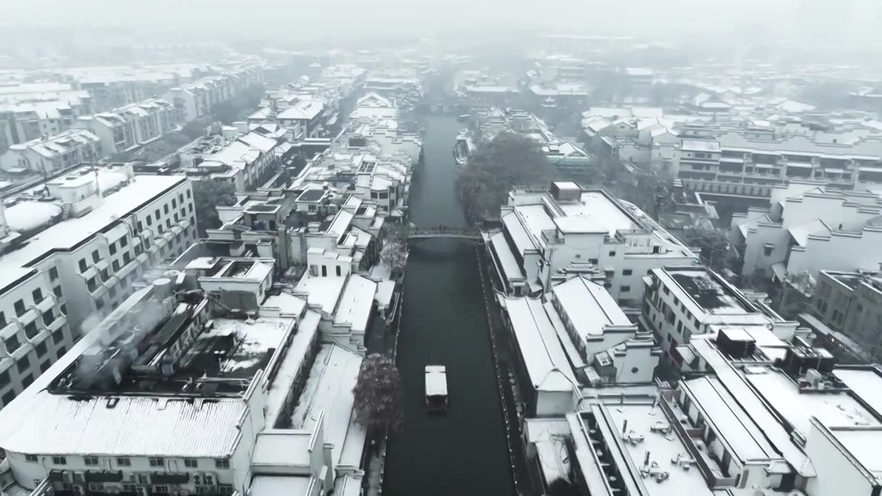 南京夫子庙雪景视频素材