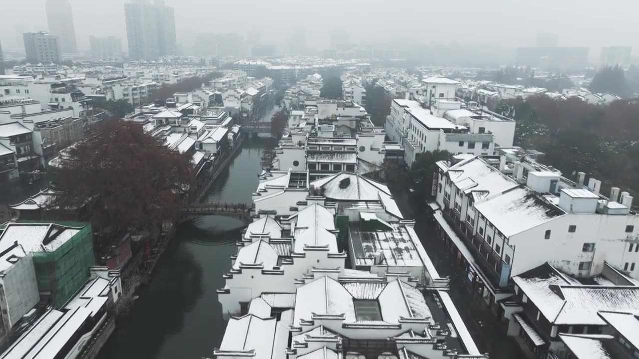 南京夫子庙雪景视频素材