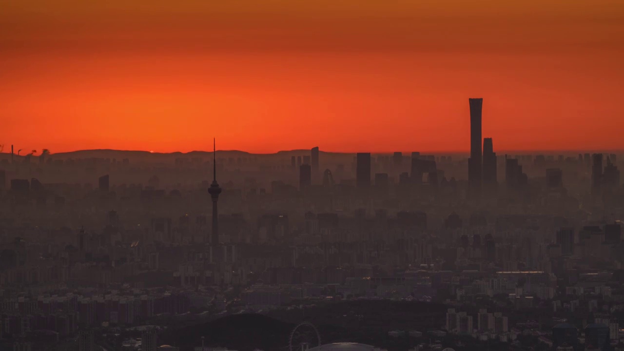 北京城市天际线日出视频下载