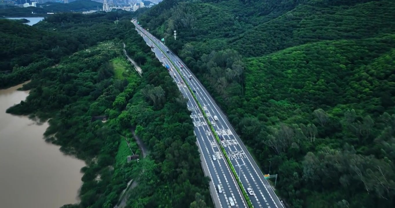 【正版素材】高速公路傍晚航拍0841视频素材