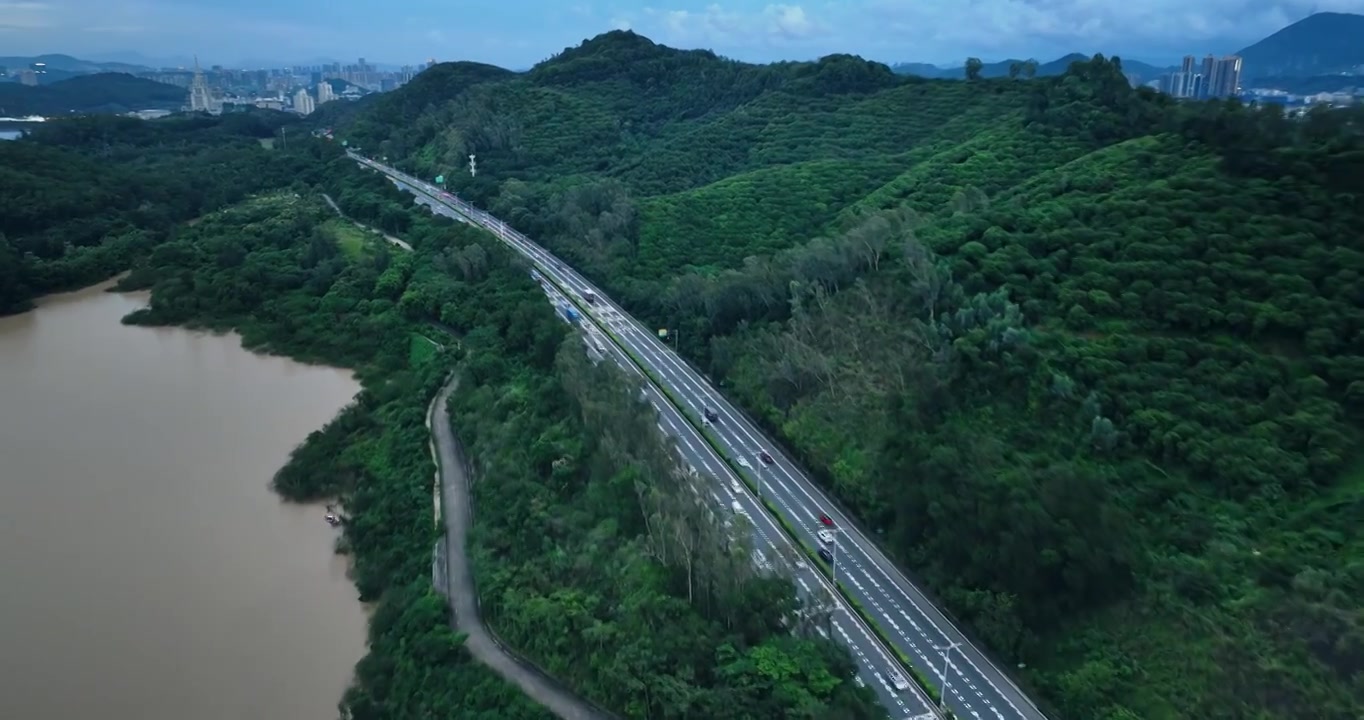 【正版素材】高速公路傍晚航拍0840视频素材