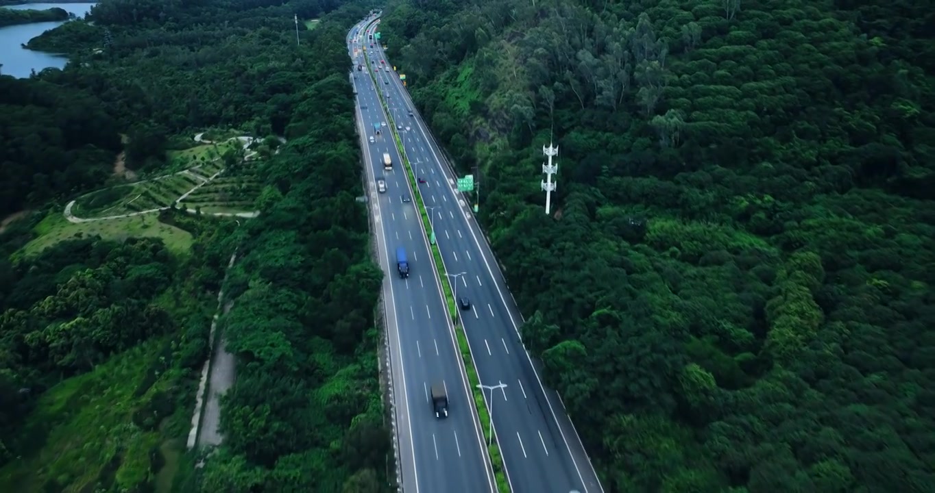 【正版素材】高速公路傍晚航拍0842视频素材