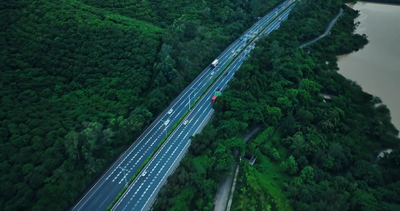 【正版素材】高速公路傍晚航拍0849视频素材