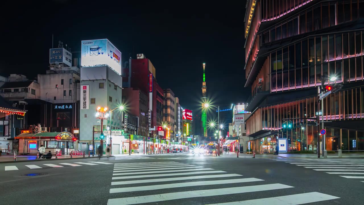 日本东京晴空塔夜景延时视频素材