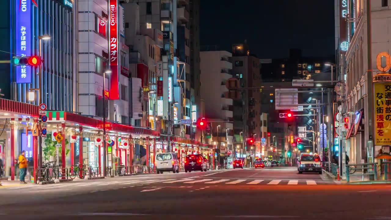 日本东京街道夜景延时视频素材