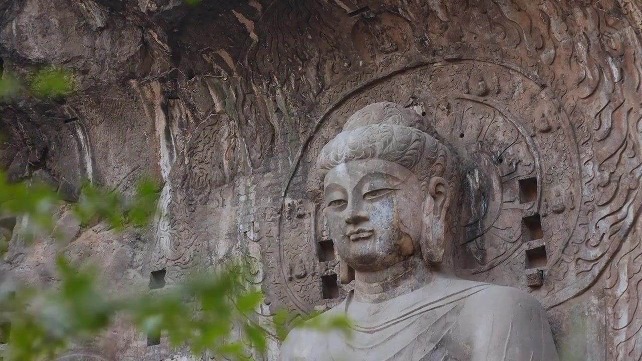 洛阳龙门石窟卢舍那大佛视频素材