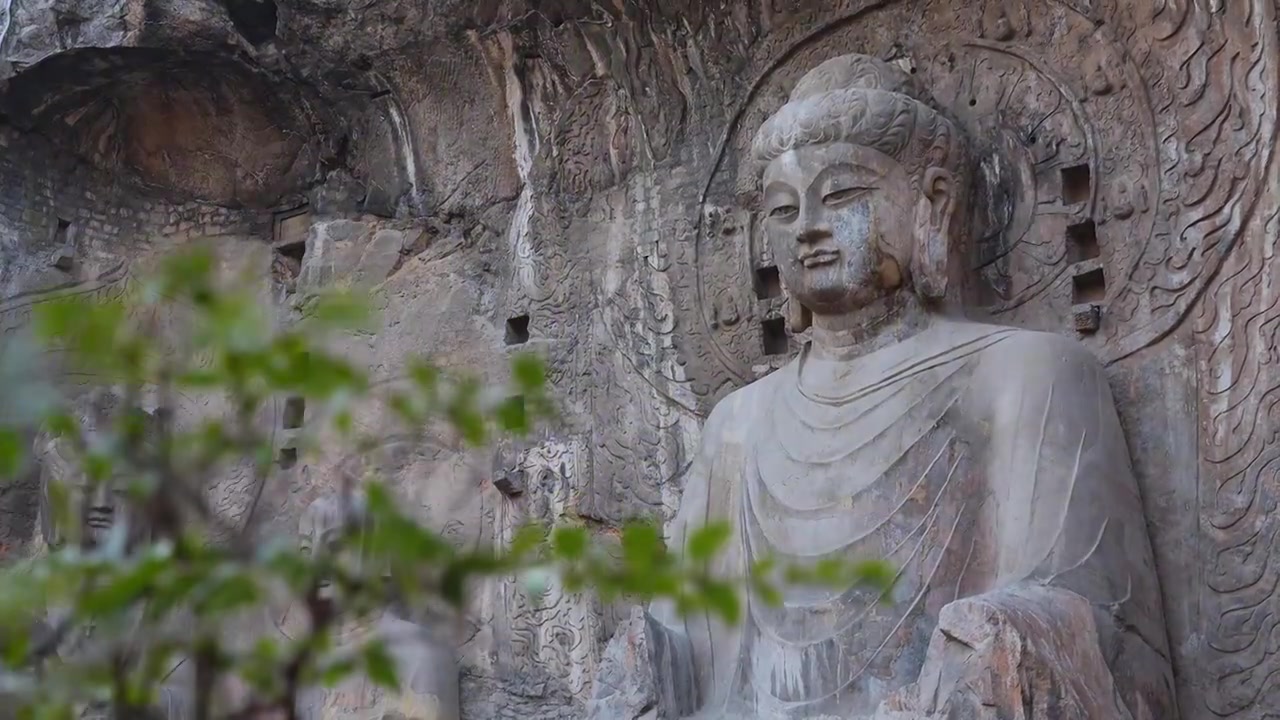 洛阳龙门石窟卢舍那大佛视频素材