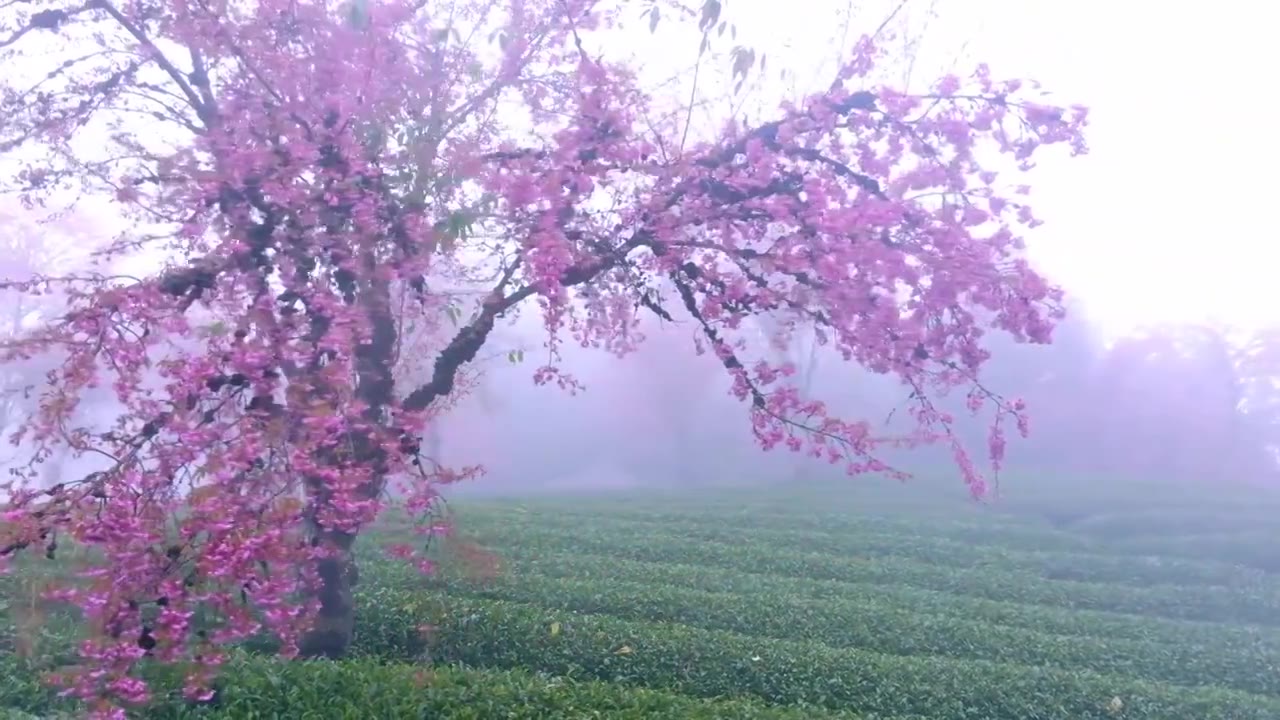 雾中樱花 南涧无量山樱花谷视频下载