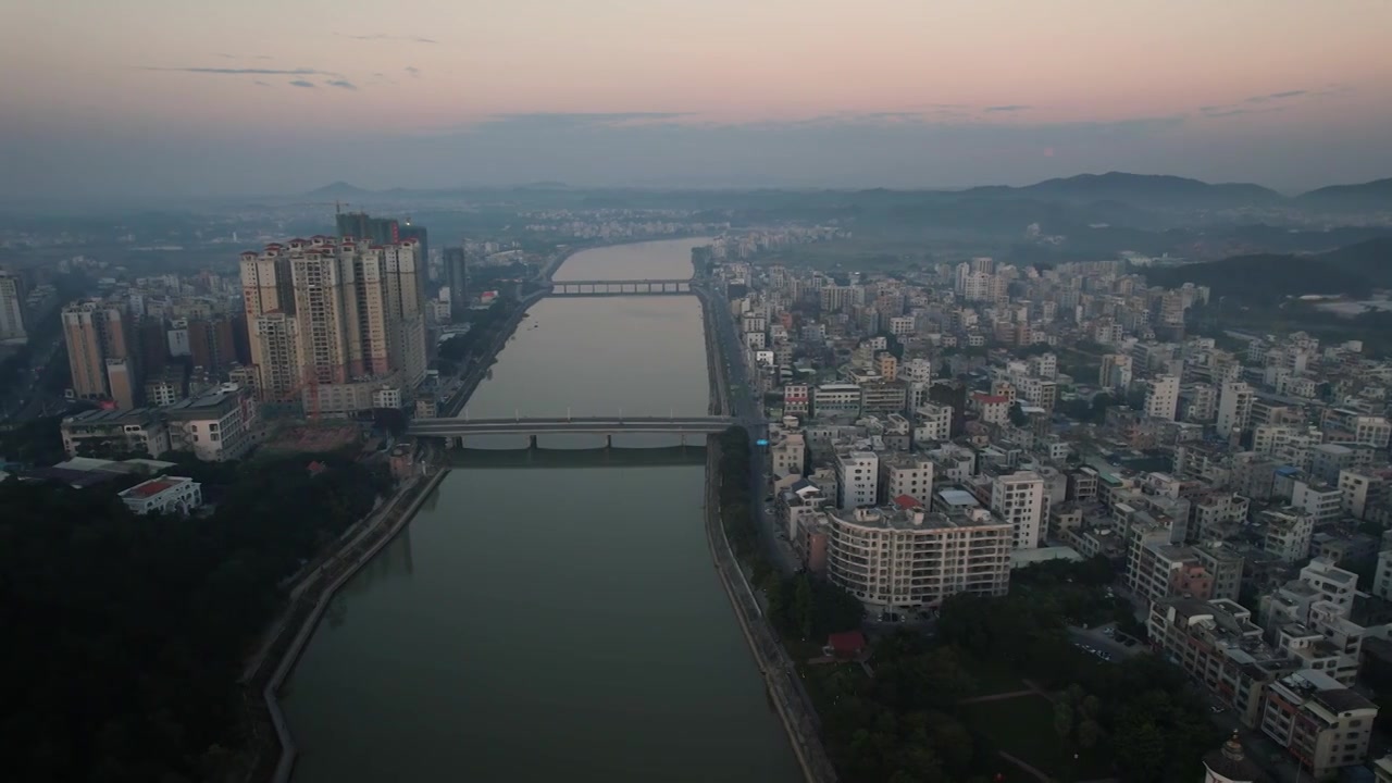 航拍高州市城市日出高州城市建筑航拍视频素材