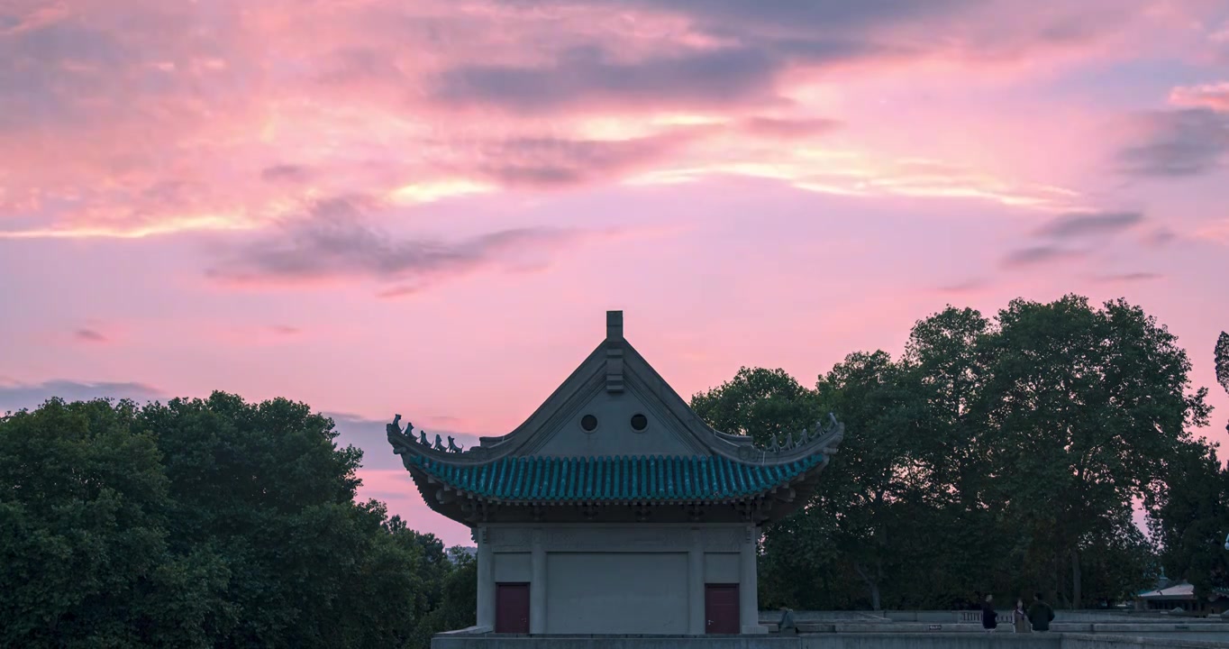 武汉大学夕阳延时视频素材