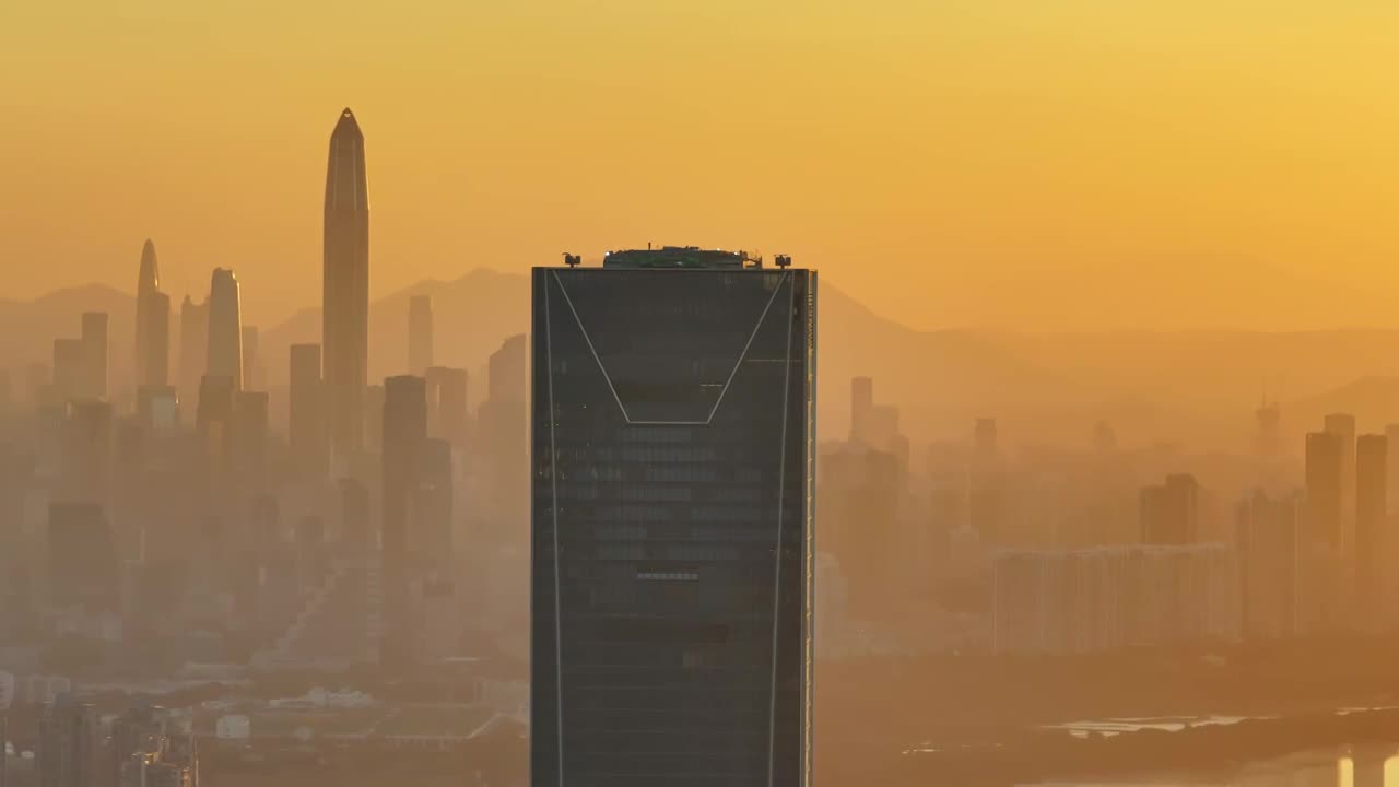 深圳南山超级总部瑧湾汇日出日落夜景航拍视频素材